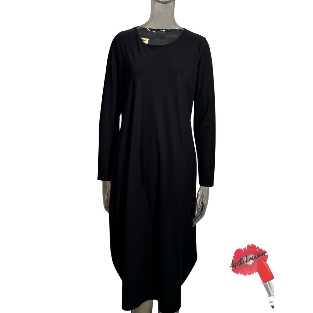 Bryn Walker Dress Medium Black Lagenlook Beachy Coastal Vacation Casual Stretch